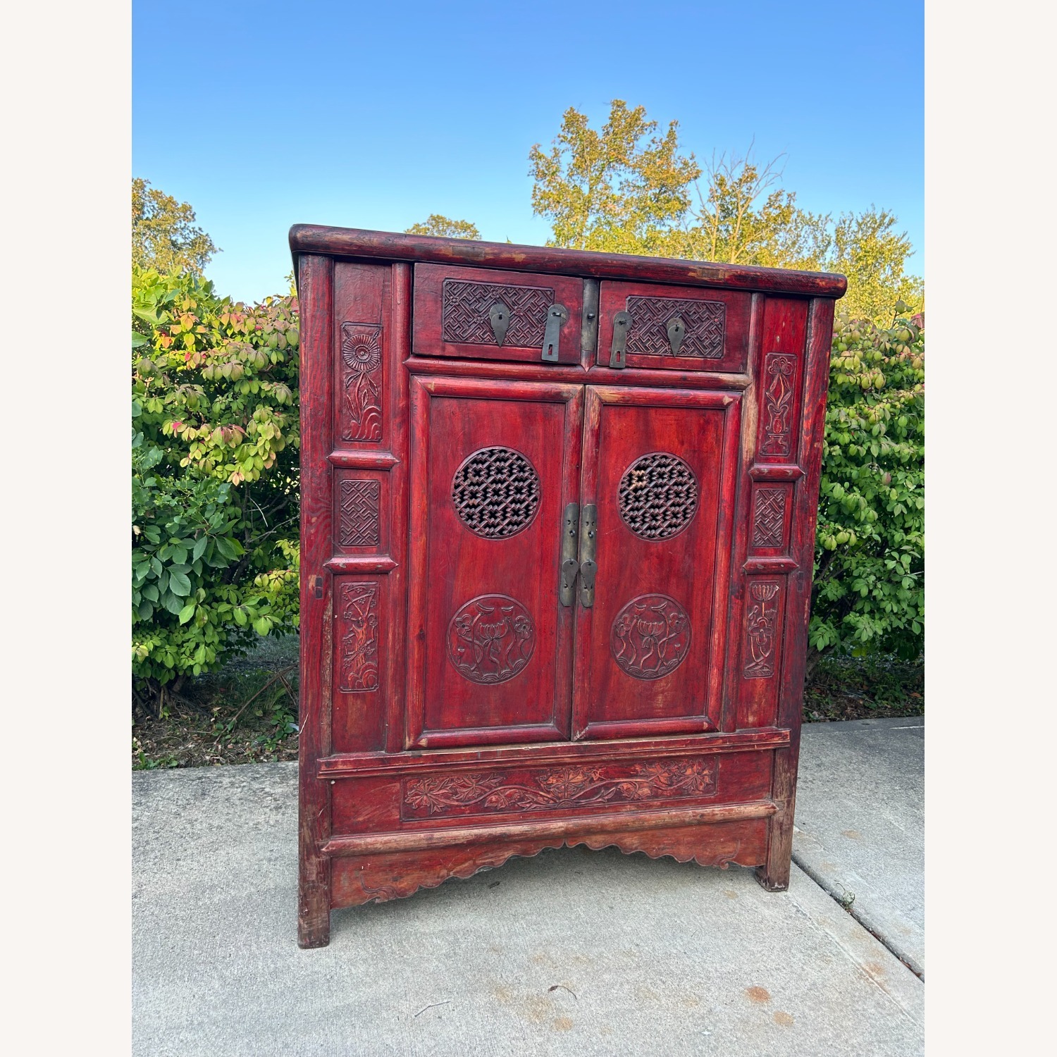 Chinese Antique Lotus Cabinet  - image-1