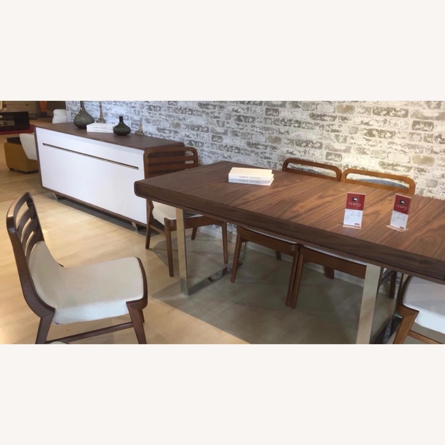 Dark Brown Wood Dining Set - image-1