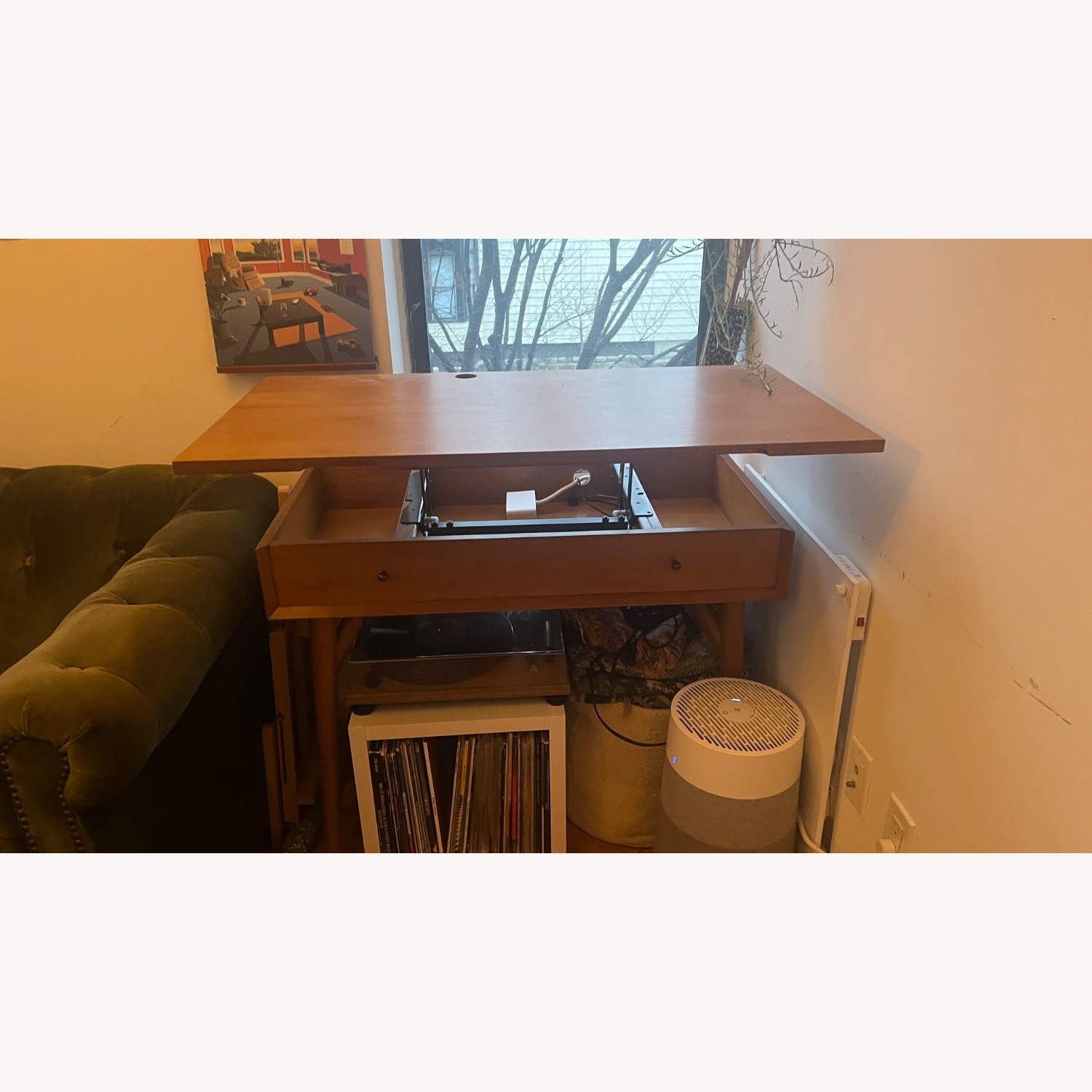 West Elm Dark Brown Wood Standing Desk - image-2