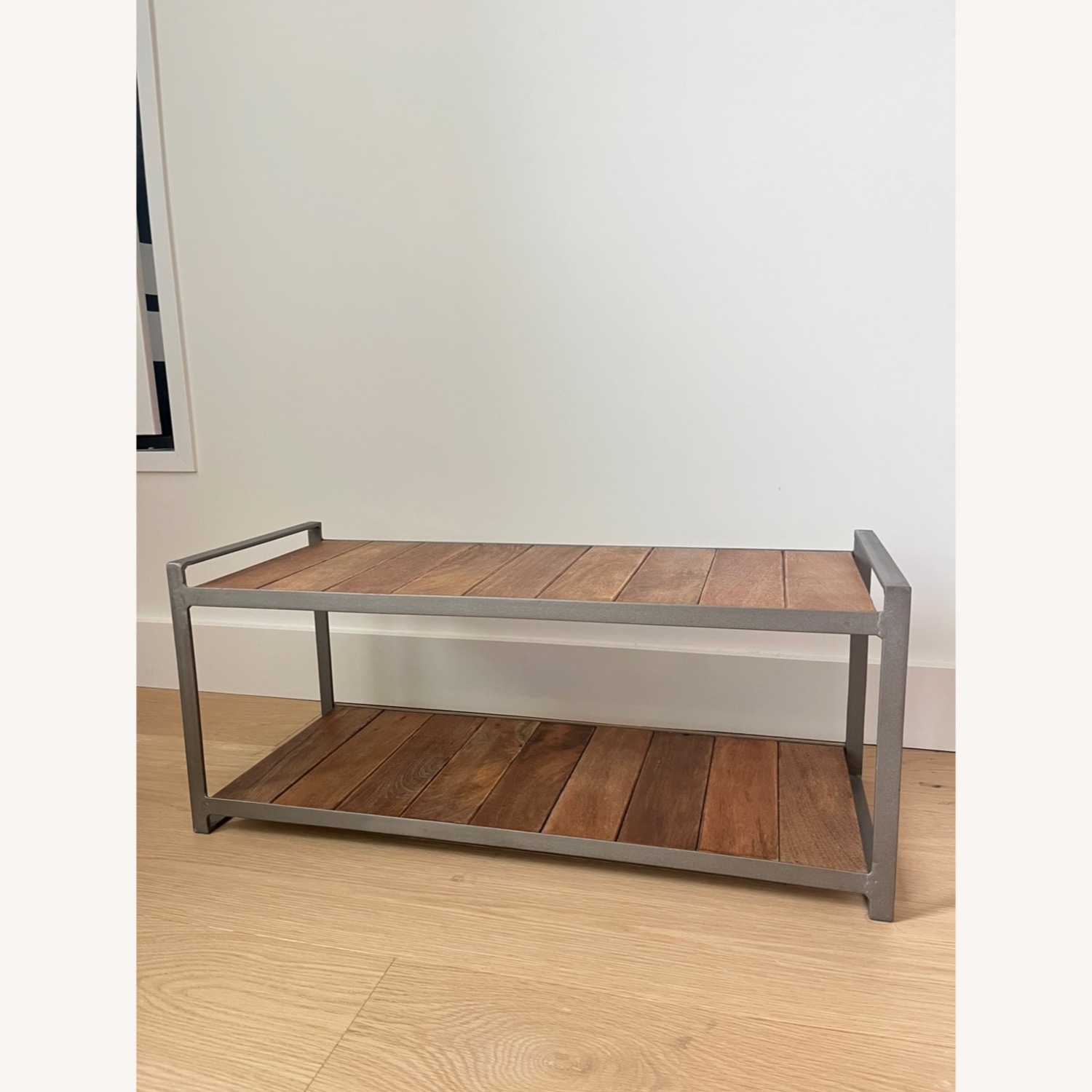 West Elm Industrial Shoe Rack - Mango Wood & Steel - image-2