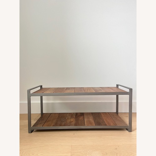 Used West Elm Industrial Shoe Rack - Mango Wood & Steel for sale on AptDeco