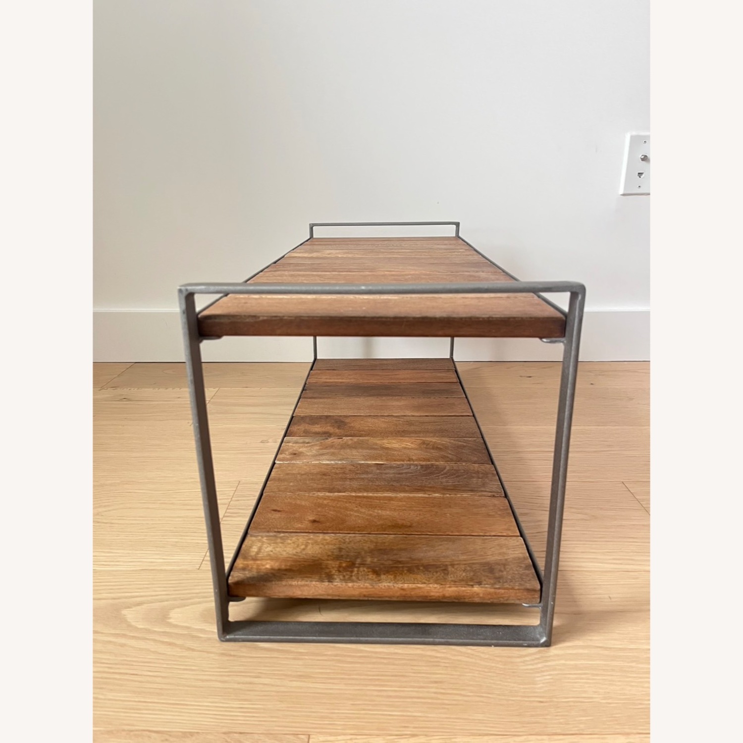West Elm Industrial Shoe Rack - Mango Wood & Steel - image-3