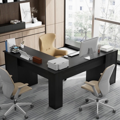 Used Wayfair Black Wood L Desk for sale on AptDeco