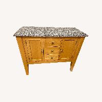 Natural Wood Sideboard with Solid Granite Top 