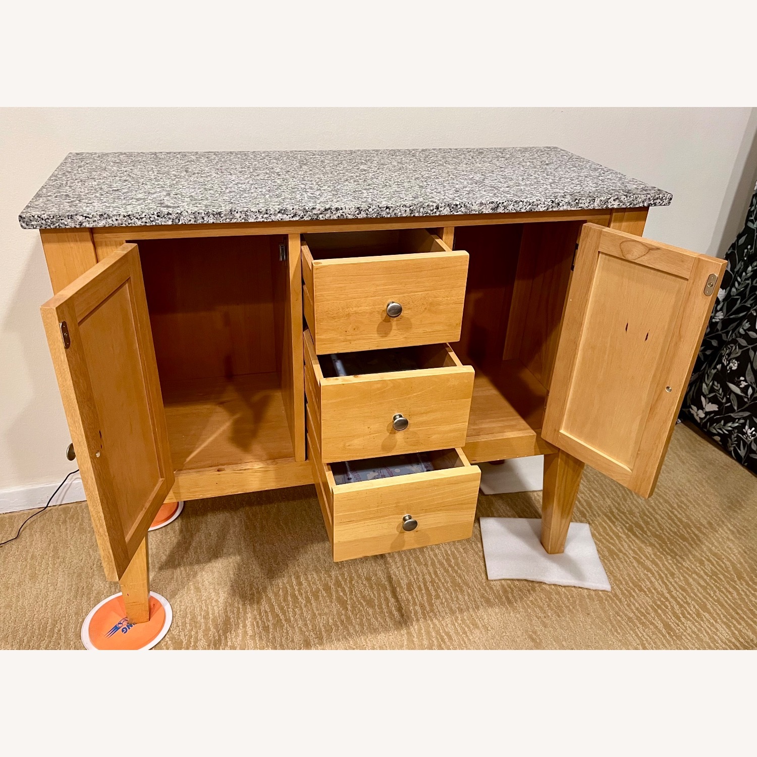 Natural Wood Sideboard with Solid Granite Top  - image-2