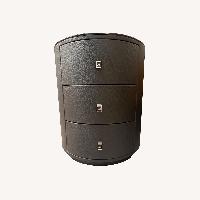 DeRUCCI Black Leather Nightstands 