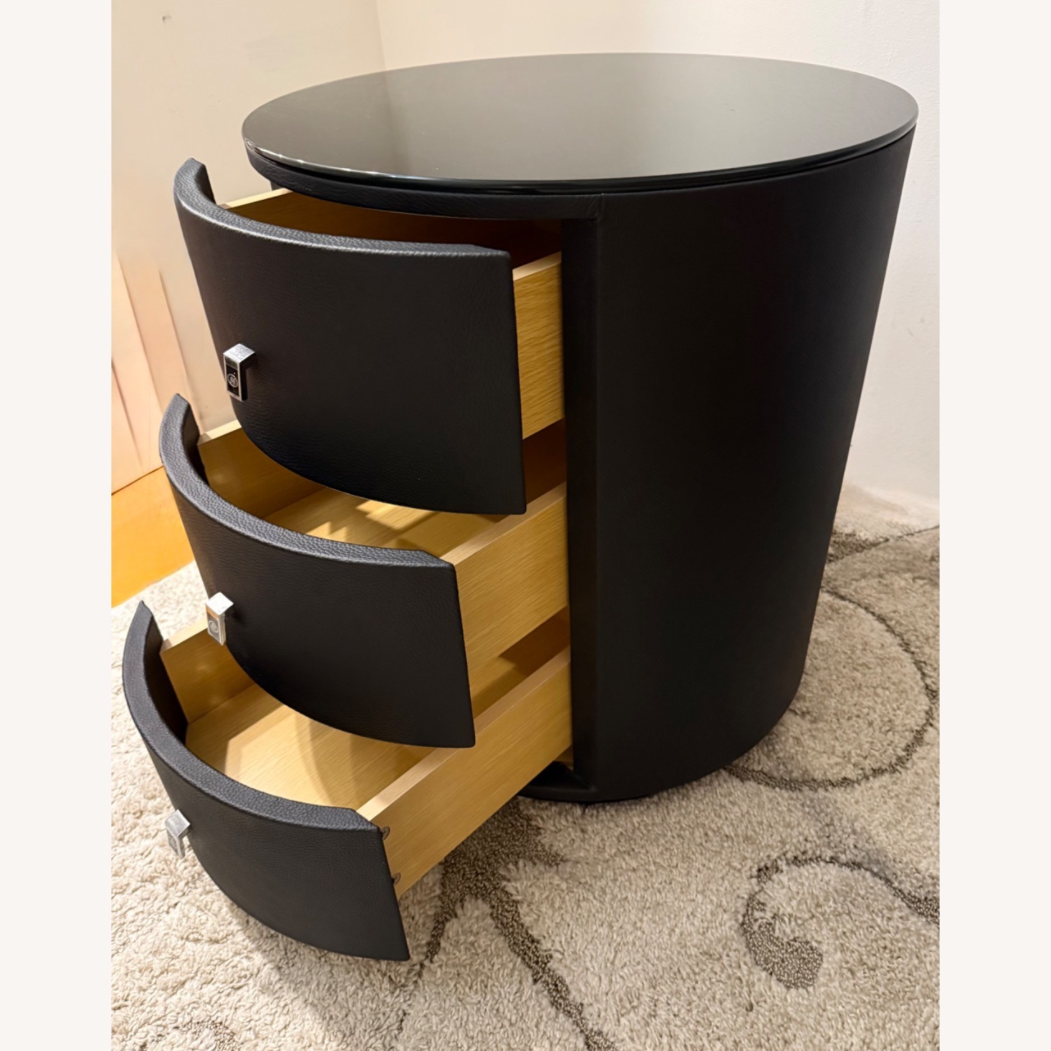 DeRUCCI Black Leather Nightstands  - image-1