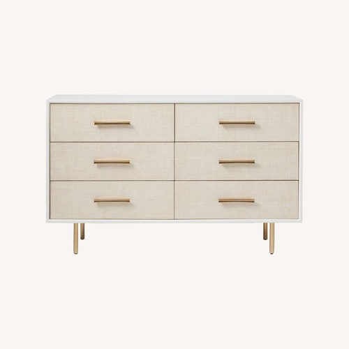 Used West Elm Margot Raffia 6-Drawer Dresser 56" for sale on AptDeco