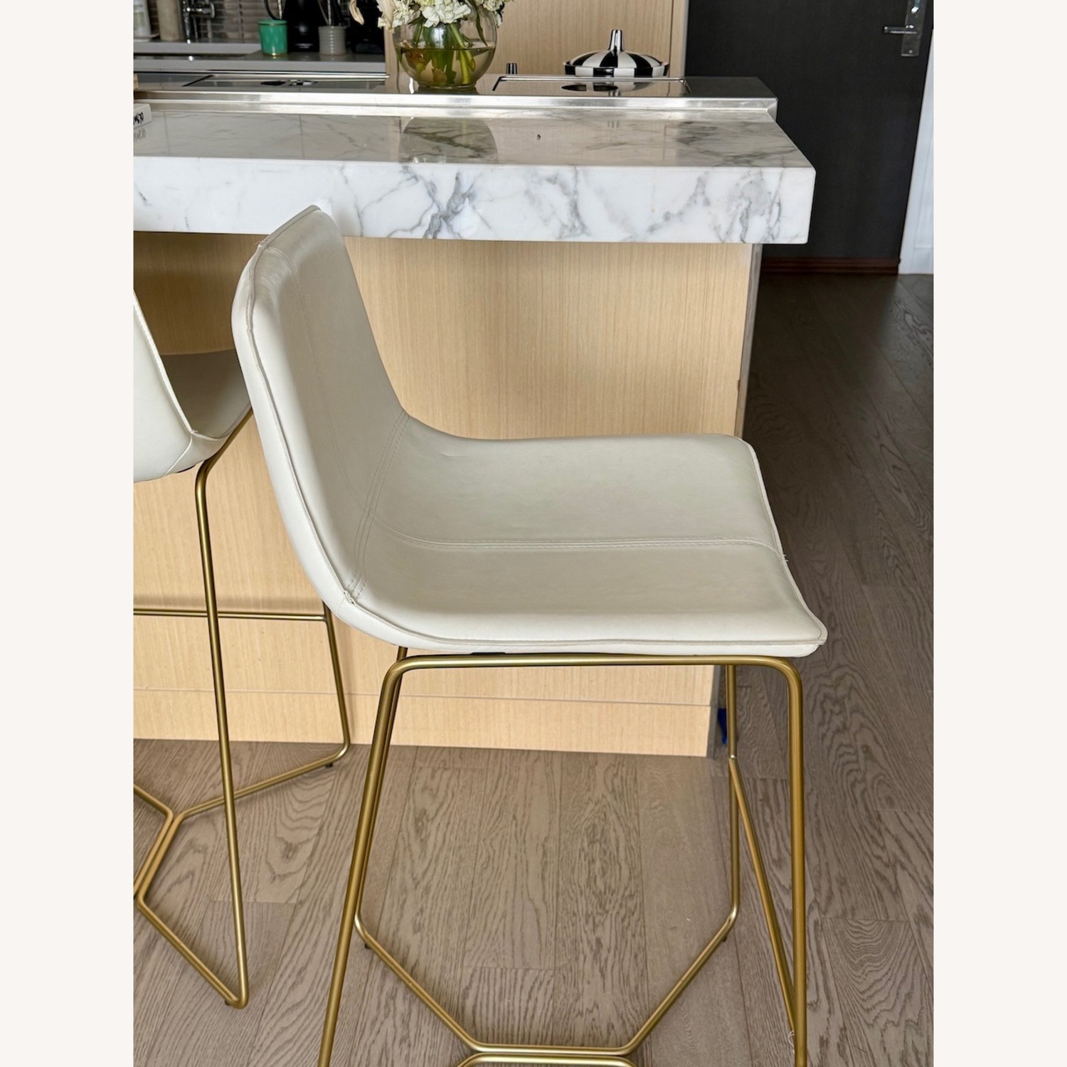 West Elm Slope Leather Bar Stools - image-1