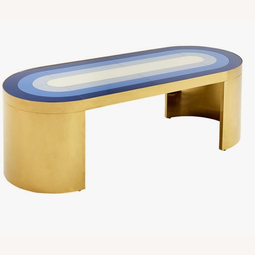 Used Jonathan Adler Harlequin Blue Metal Coffee Table for sale on AptDeco