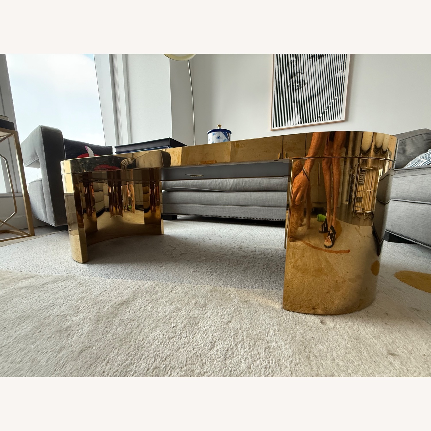 Jonathan Adler Harlequin Blue Metal Coffee Table - image-2