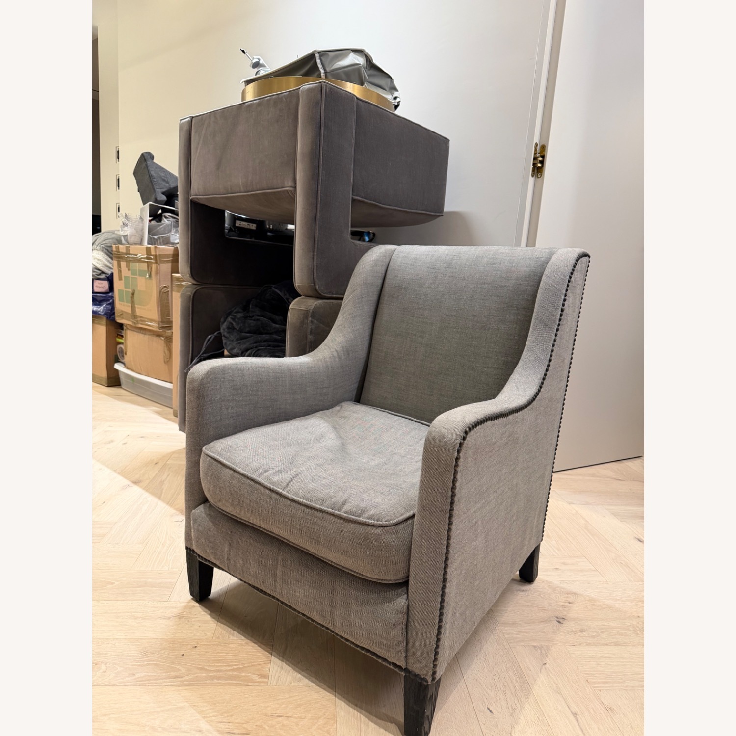 Restoration Hardware Easton Linen Club Chair - image-1