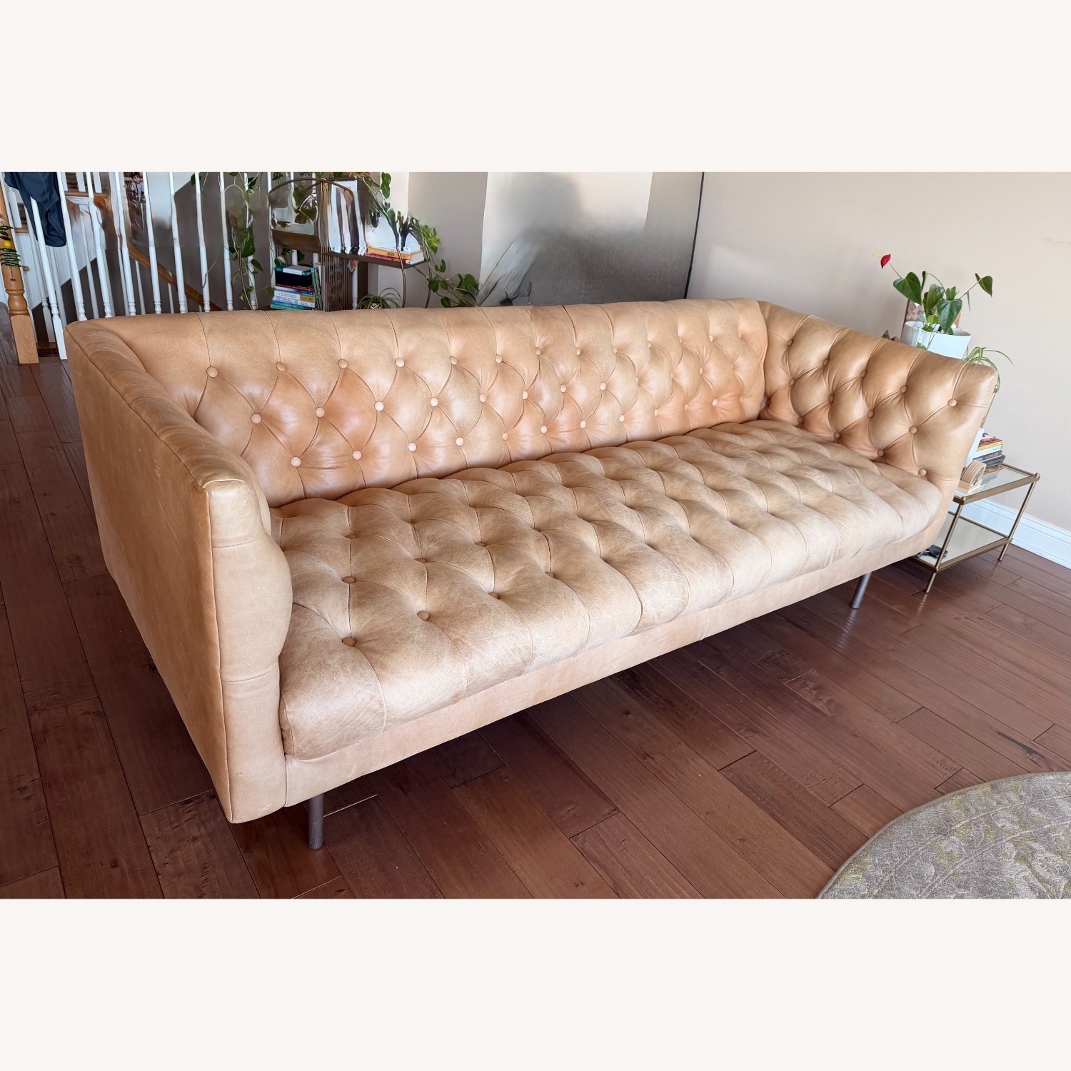 West Elm Modern Chesterfield Leather Sofa - image-2