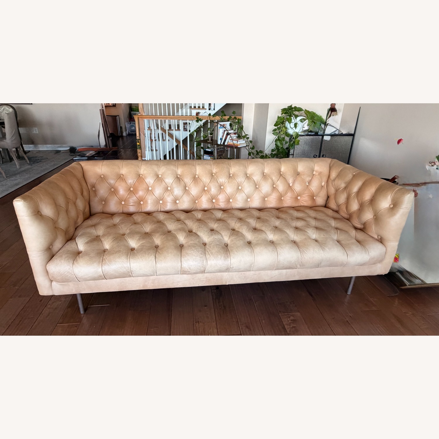 West Elm Modern Chesterfield Leather Sofa - image-1