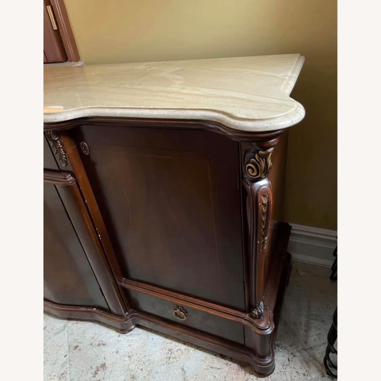 Dark Brown Marble Armoire - image-3