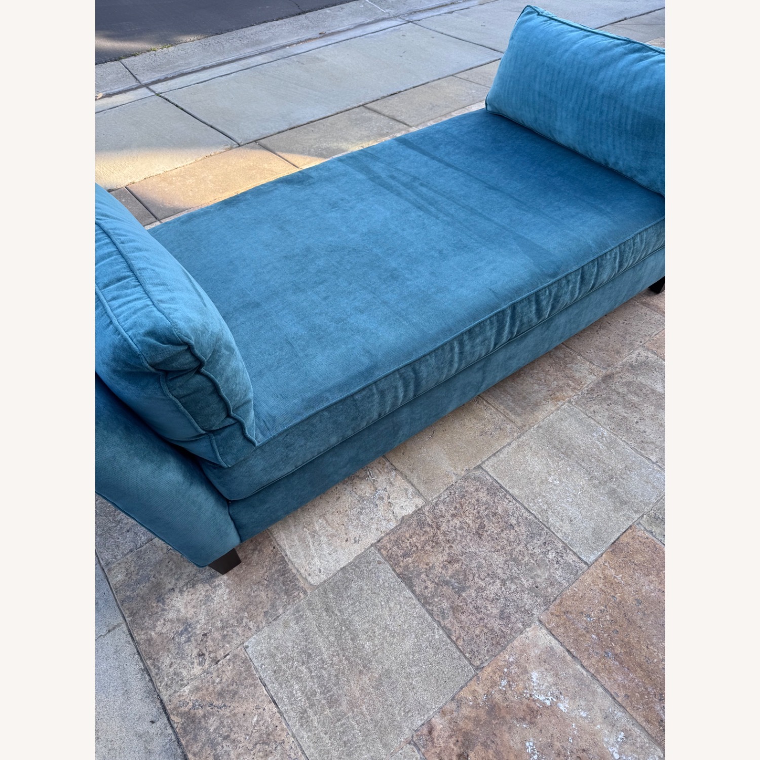 Vintage/Antique Blue Fabric Chaise Lounge - image-9