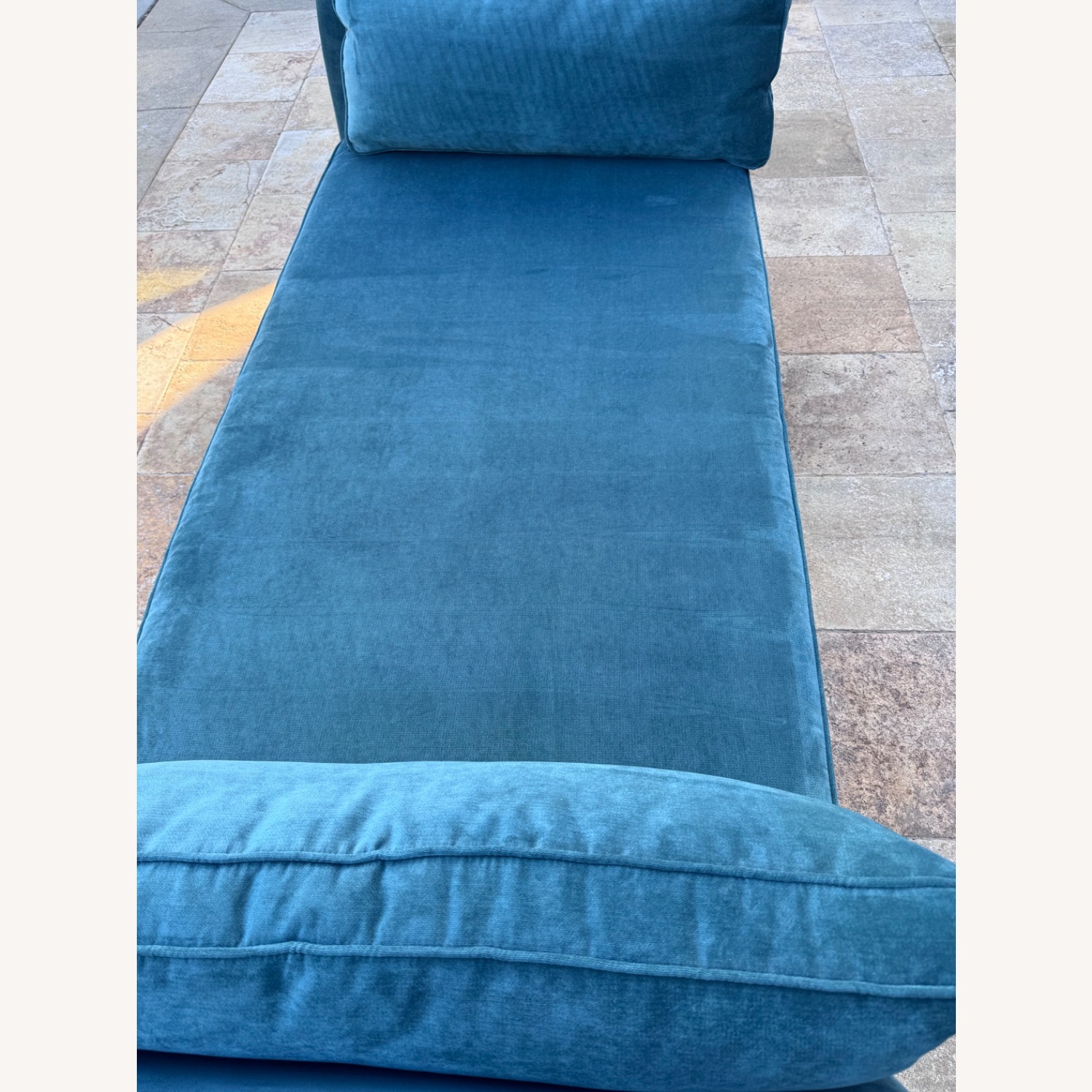 Vintage/Antique Blue Fabric Chaise Lounge - image-6