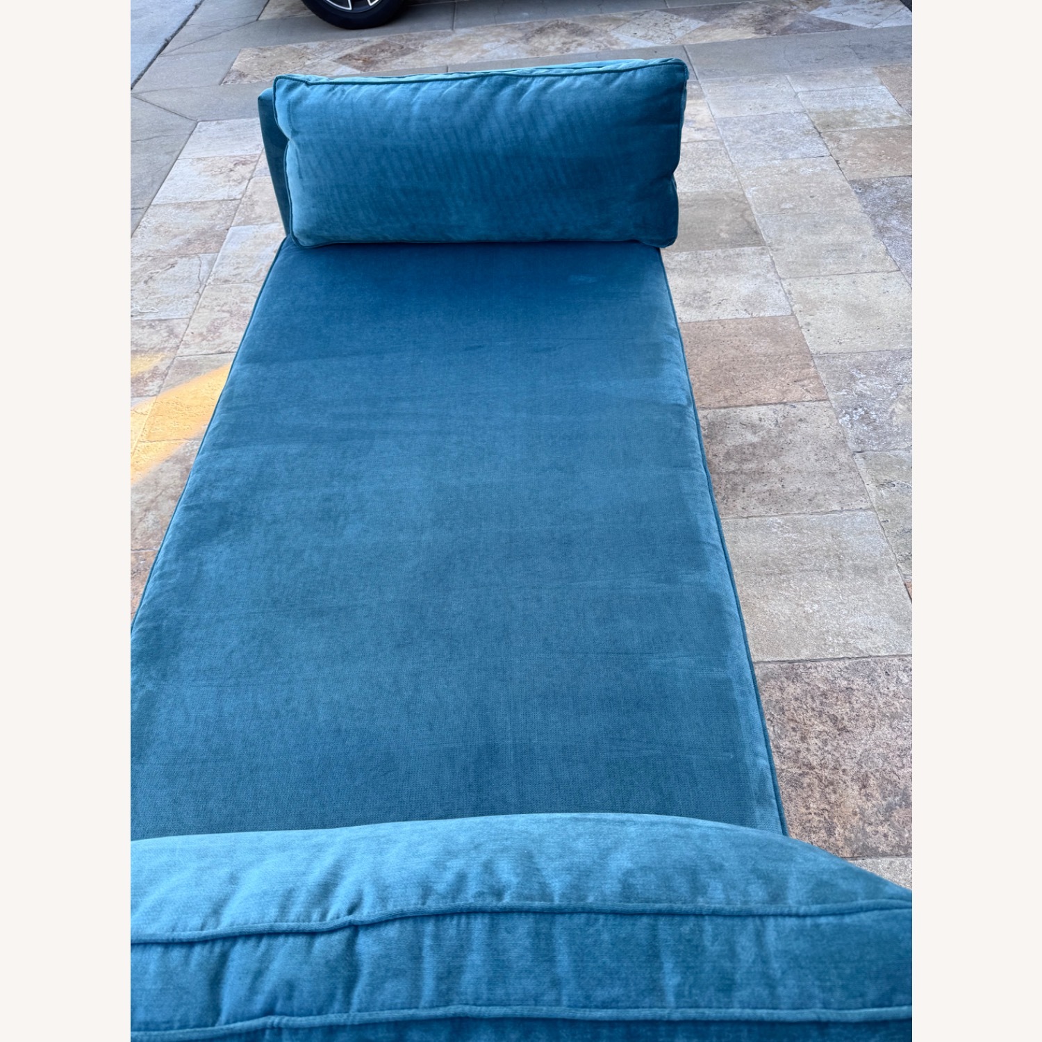 Vintage/Antique Blue Fabric Chaise Lounge - image-7