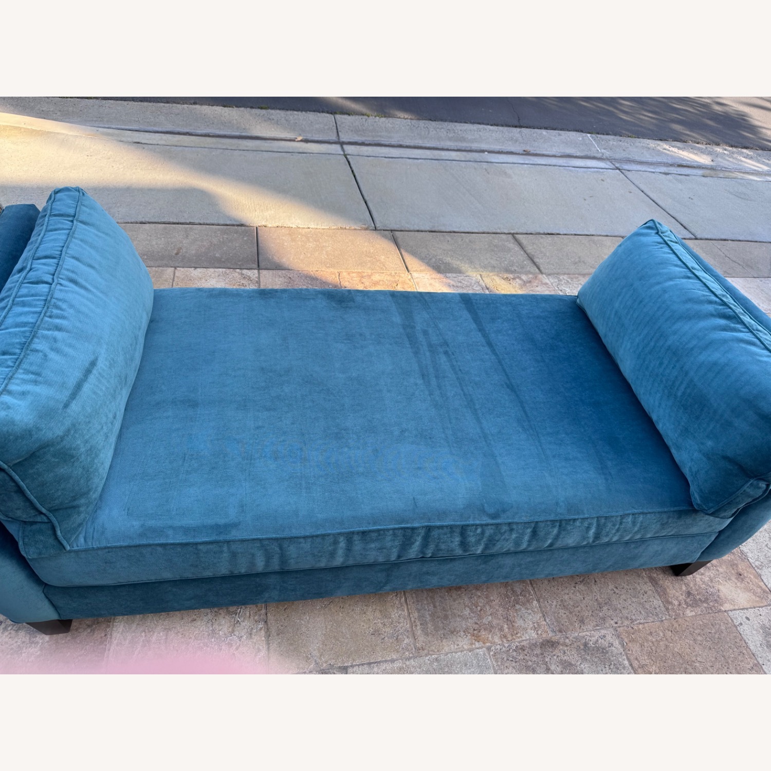 Vintage/Antique Blue Fabric Chaise Lounge - image-8