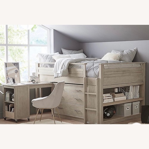 Used Pottery Barn Teen Loft Bed Dresser Desk Set for sale on AptDeco