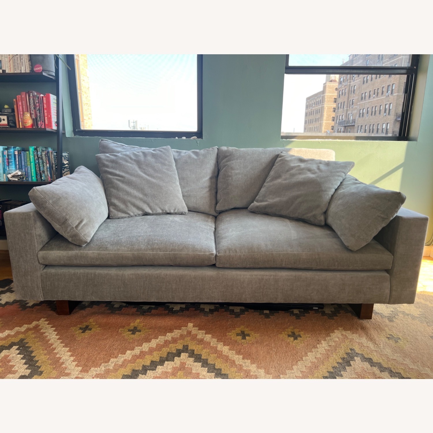 West Elm Light Gray Velvet 2 Seater Sofa - image-2