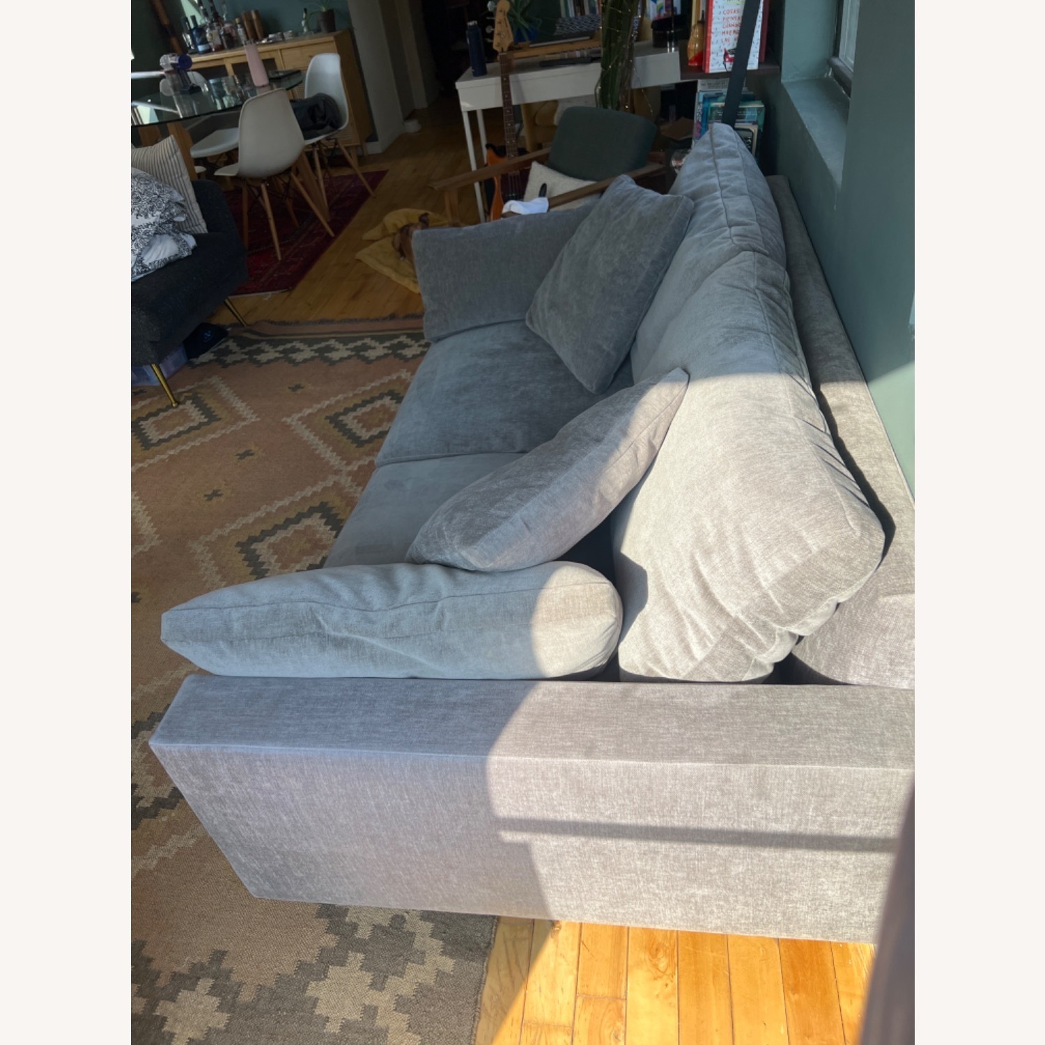 West Elm Light Gray Velvet 2 Seater Sofa - image-3