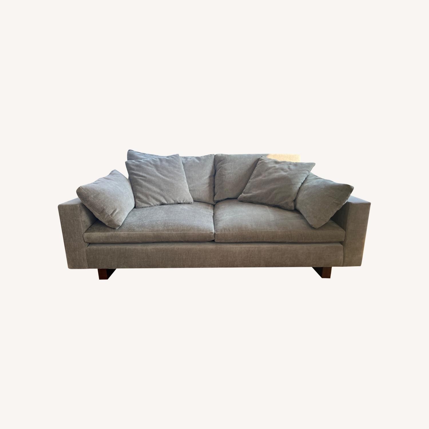 West Elm Light Gray Velvet 2 Seater Sofa - image-1