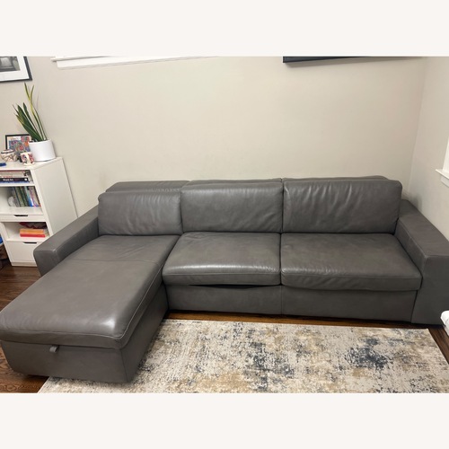 Used West Elm Dark Gray Leather Sleeper Sofa for sale on AptDeco