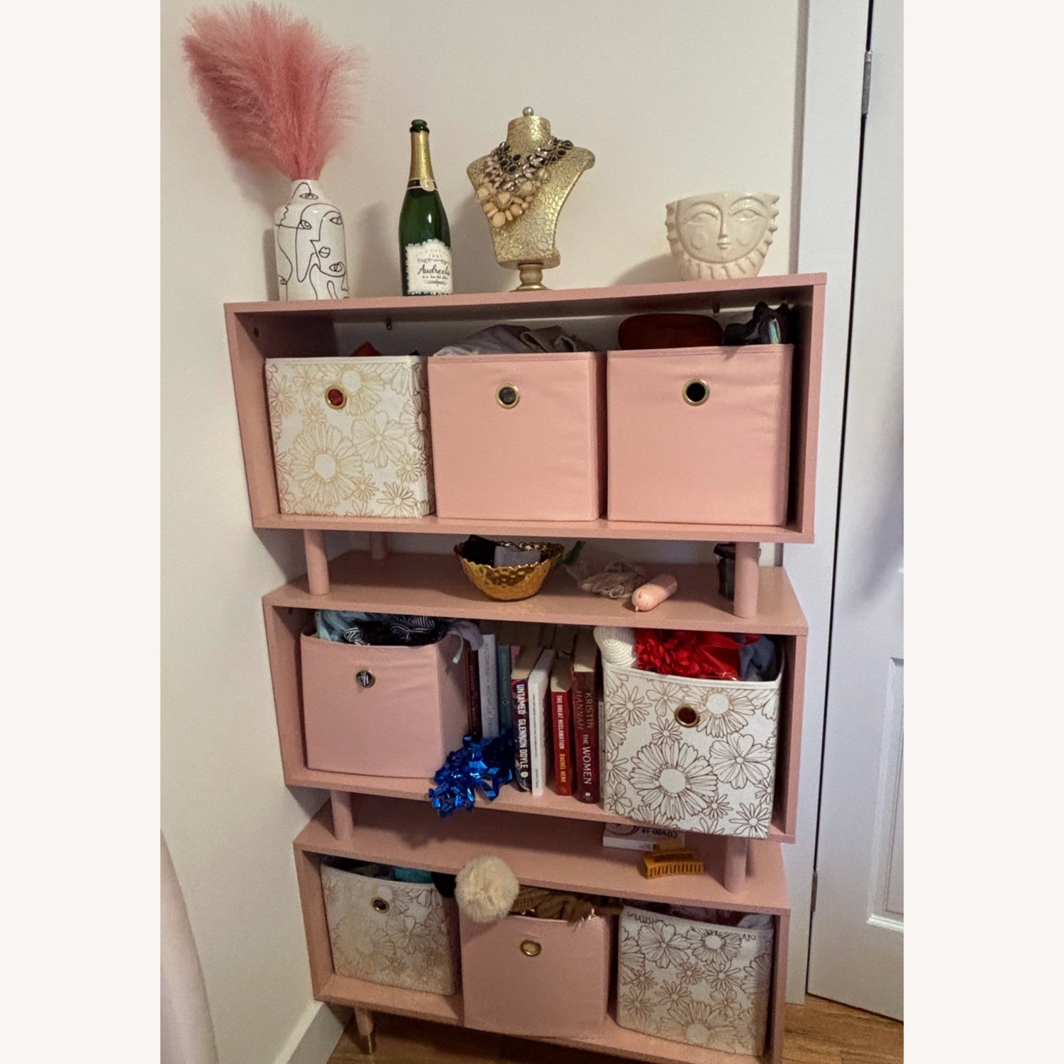 Wayfair Everly Quinn Pink Wood Bookcase - image-3