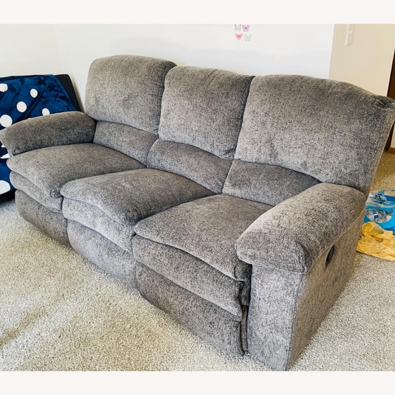 Gray 3 Seat Recliner Sofa - image-2