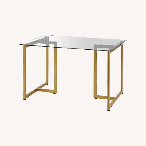 Used Wayfair Gillham 4 Person Glass Top Dining Table for sale on AptDeco