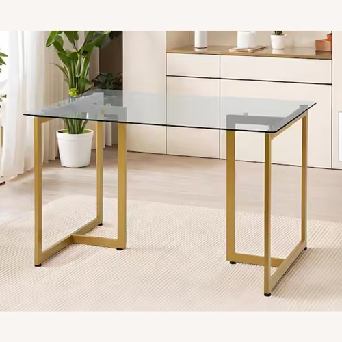 Used Wayfair Gillham 4 Person Glass Top Dining Table for sale on AptDeco