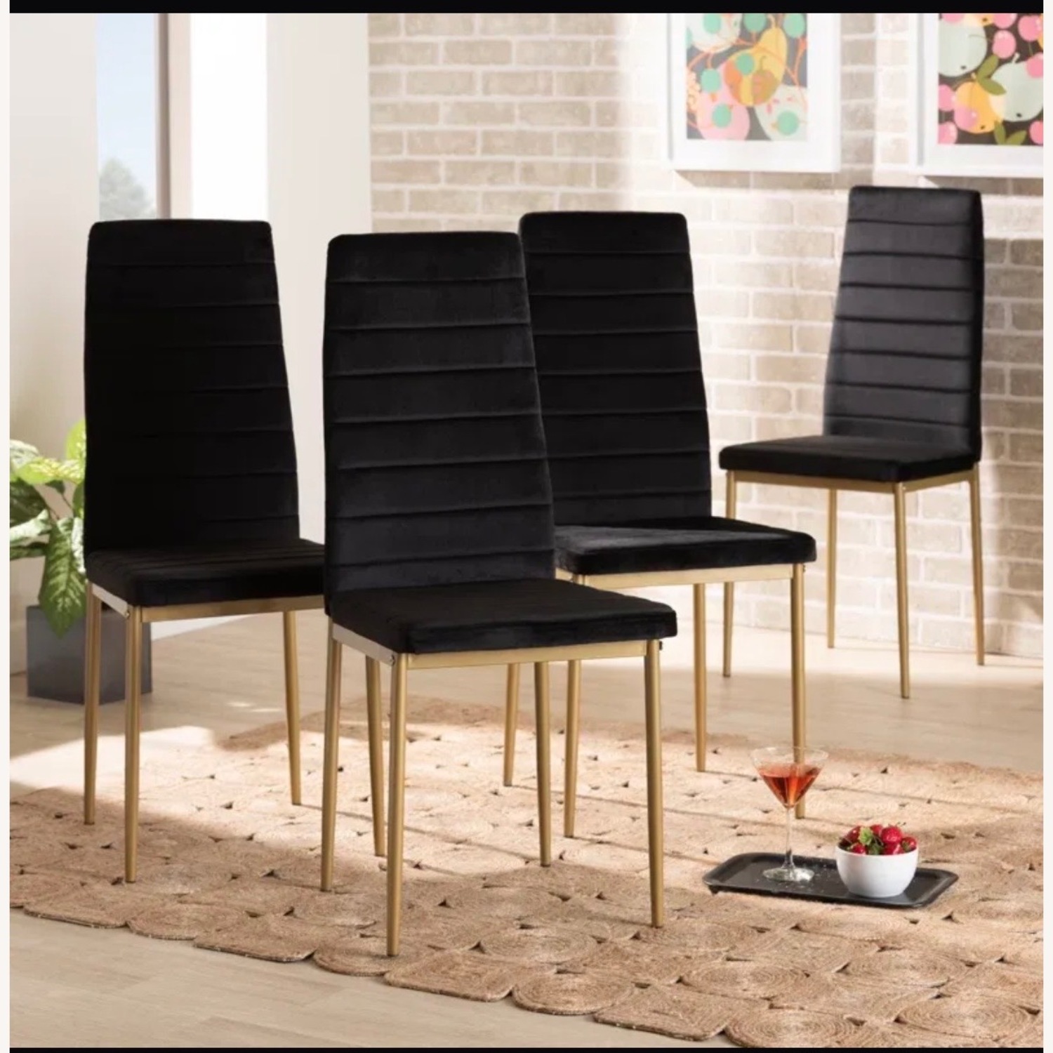Mercers Furniture Bharkha Black Velvet Dining Chairs - image-1