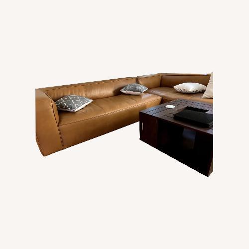 Used Article Light Brown Cigar Leather 2 Piece Sectional for sale on AptDeco
