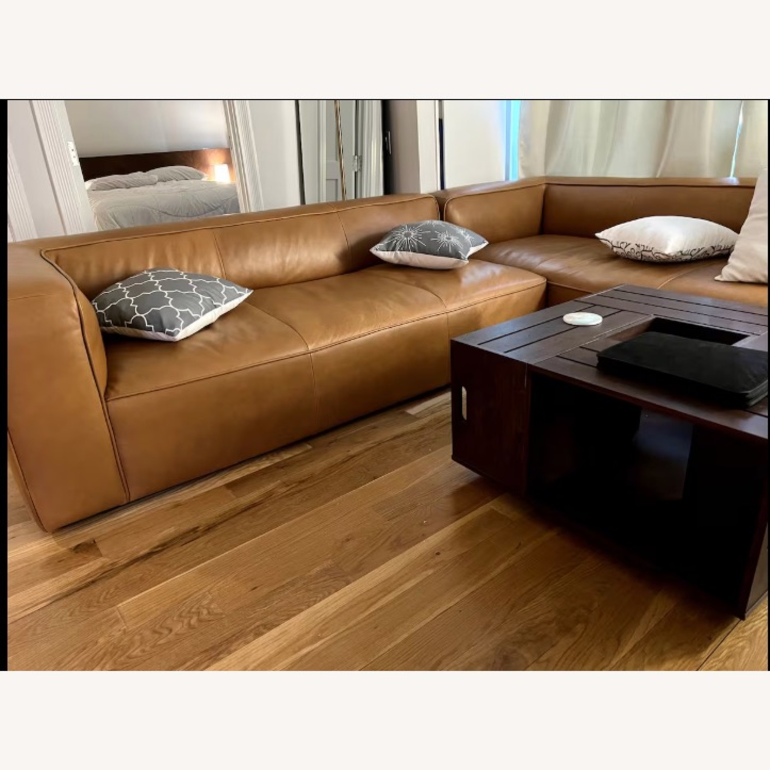 Article Light Brown Cigar Leather 2 Piece Sectional - image-1
