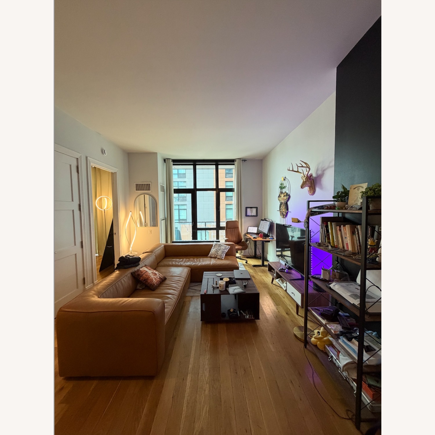 Article Light Brown Cigar Leather 2 Piece Sectional - image-3