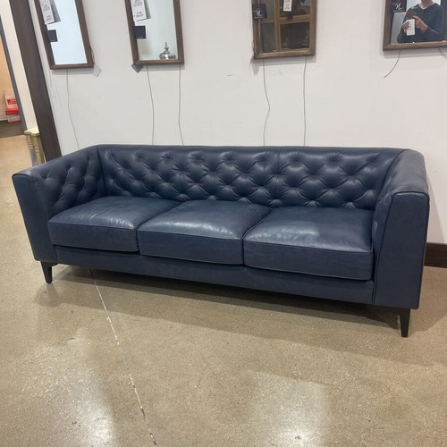 Used Poly and Bark Essex Tufted Fixed Back Sofa Midnight Blue for sale on AptDeco