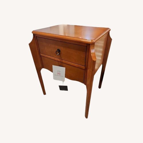 Used Wilshire Olive Ash Burl Accent Side Table for sale on AptDeco