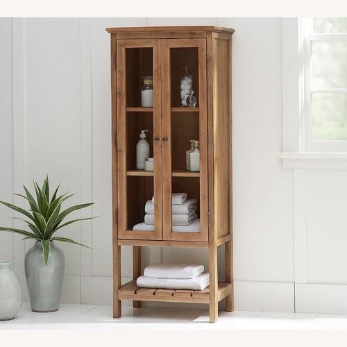 Used Pottery Barn Rustic Reclaimed Wood Storage Cabinet for sale on AptDeco