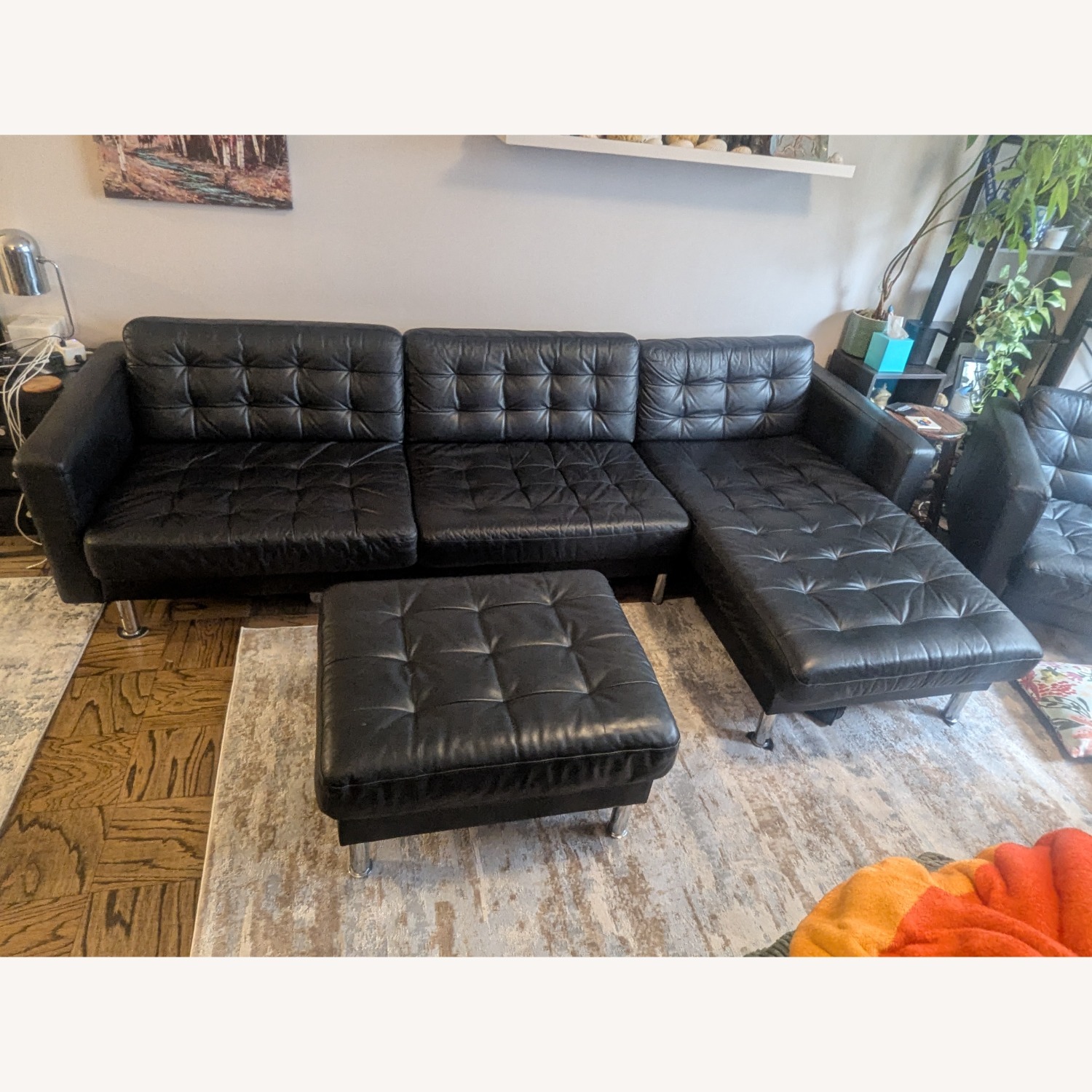 IKEA LANDSKRONA Black Leather 3+ Piece Sectional - image-1