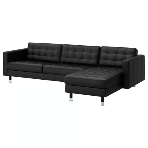 Used IKEA LANDSKRONA Black Leather 3+ Piece Sectional for sale on AptDeco
