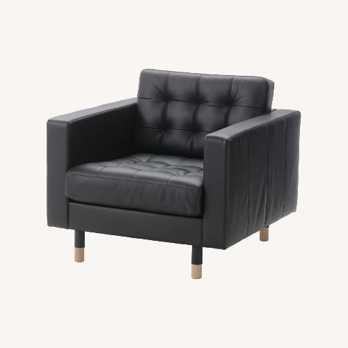 Used IKEA LANDSKRONA Black Leather Armchair for sale on AptDeco