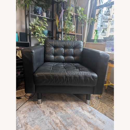 Used IKEA LANDSKRONA Black Leather Armchair for sale on AptDeco