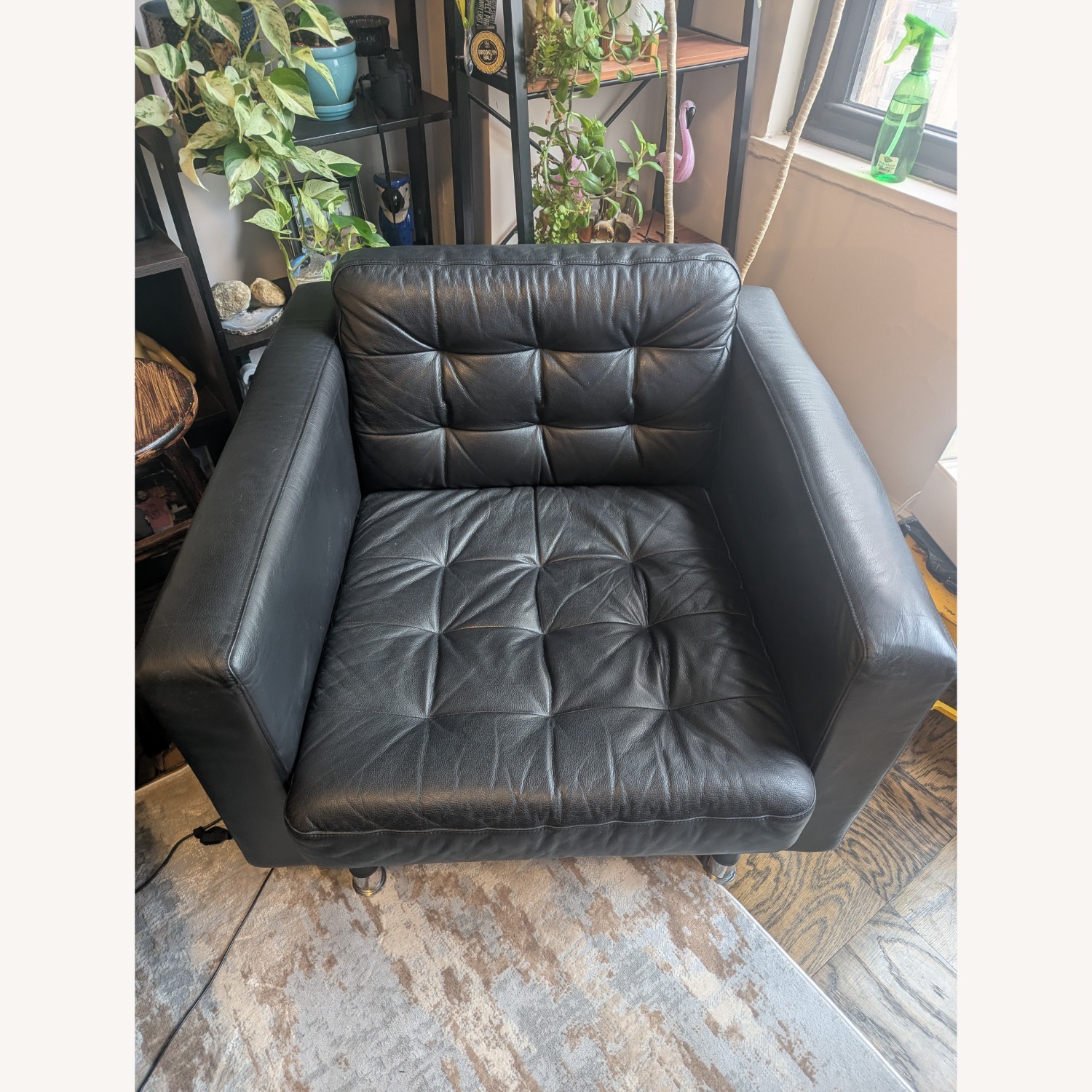 IKEA LANDSKRONA Black Leather Armchair - image-2