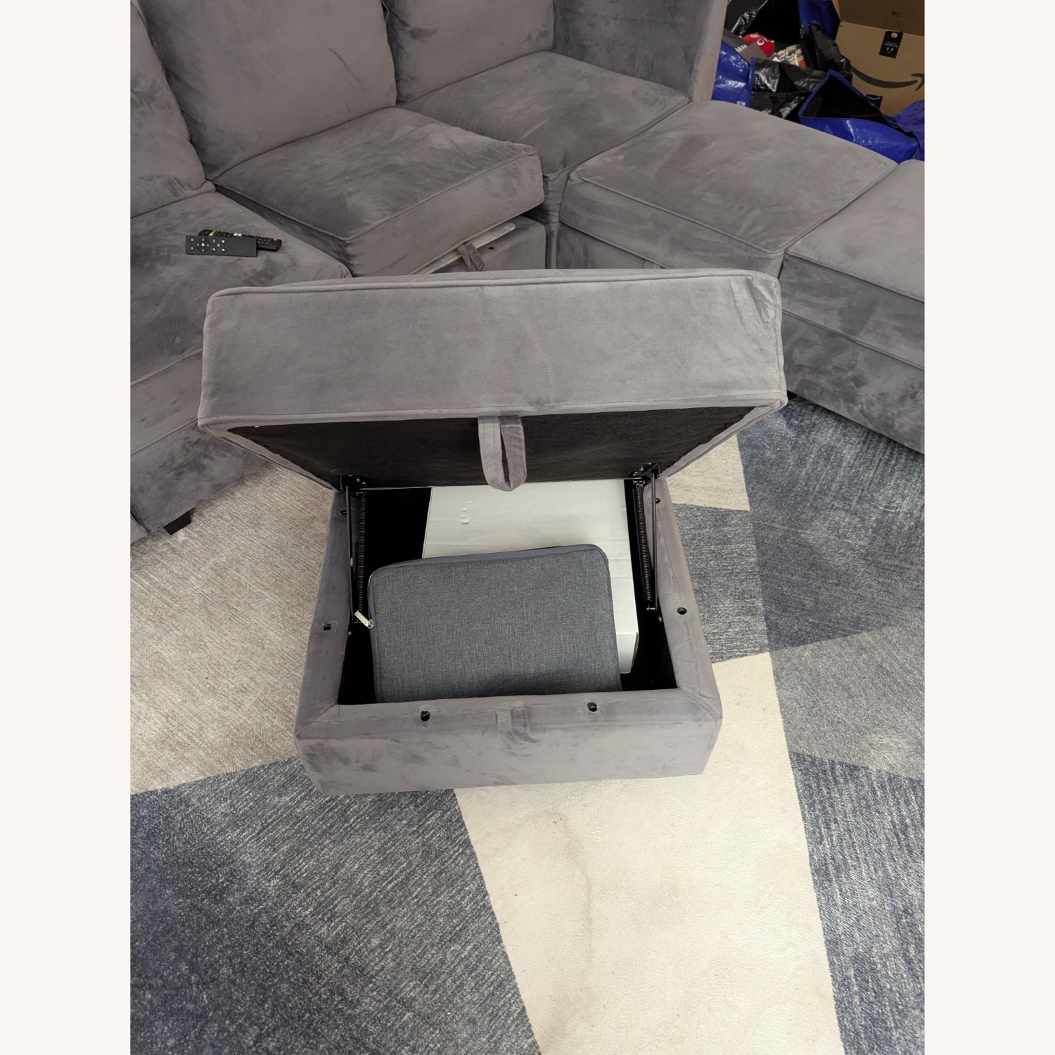 Light Gray Fabric 3+ Piece Sectional - image-7