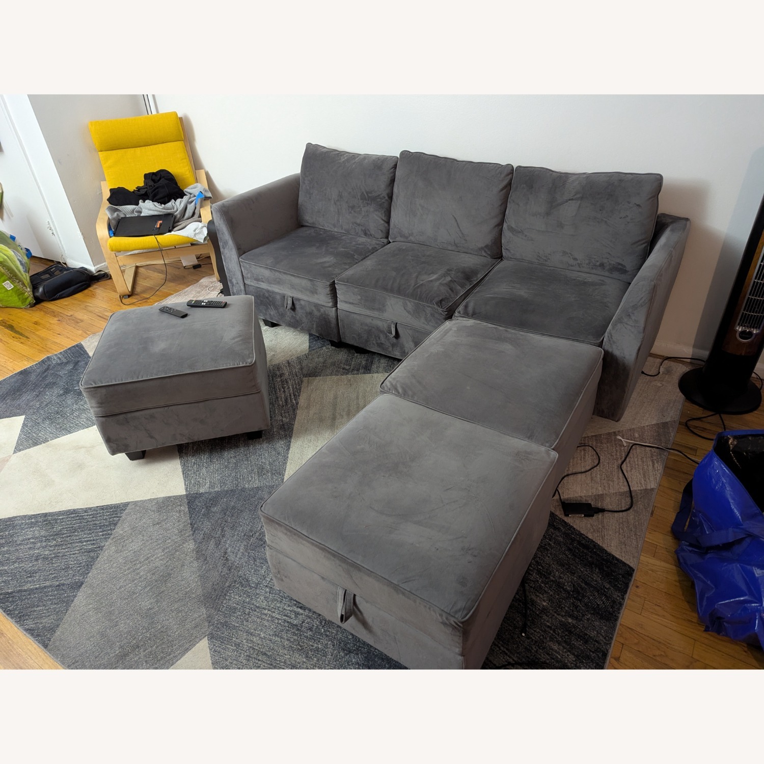 Light Gray Fabric 3+ Piece Sectional - image-9