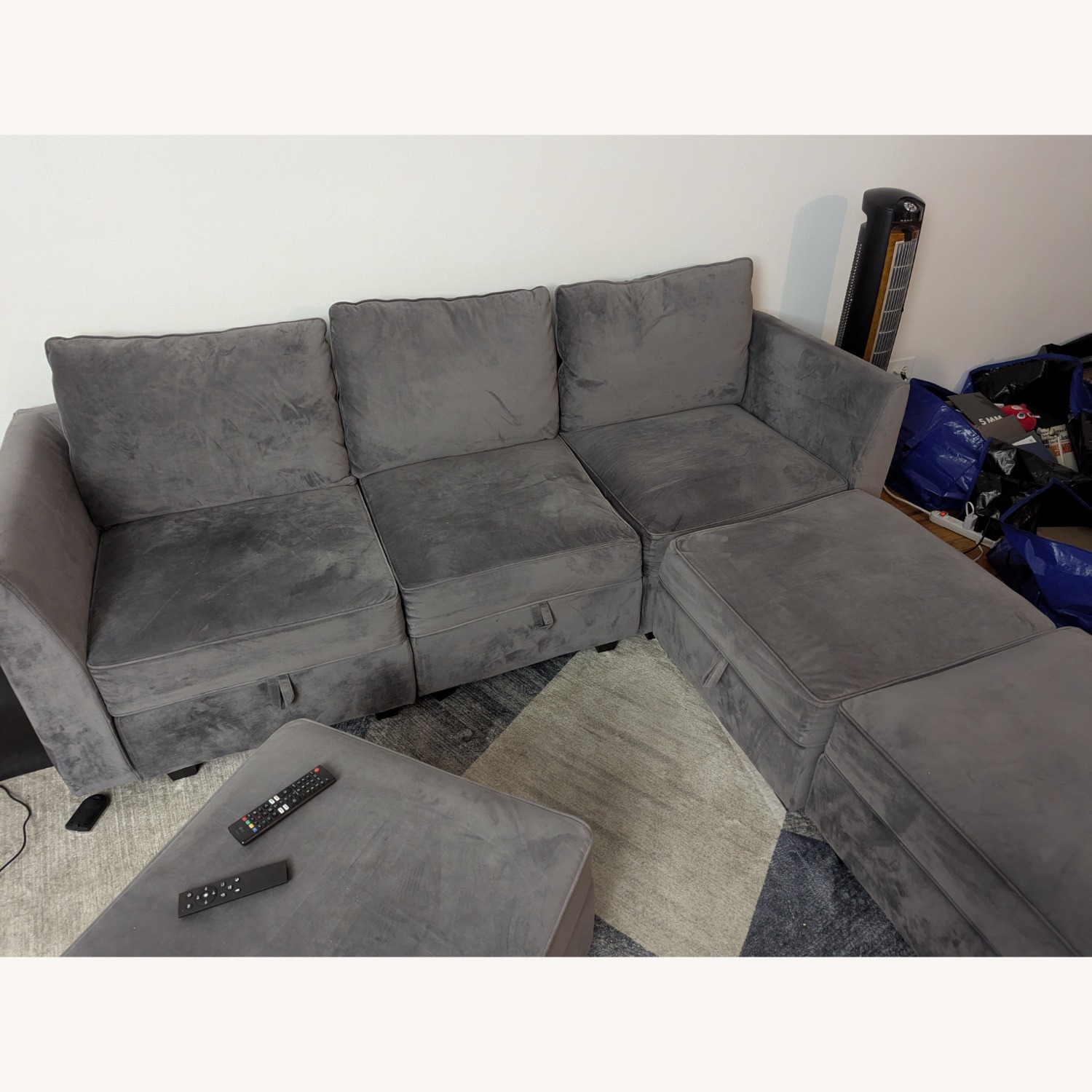 Light Gray Fabric 3+ Piece Sectional - image-8