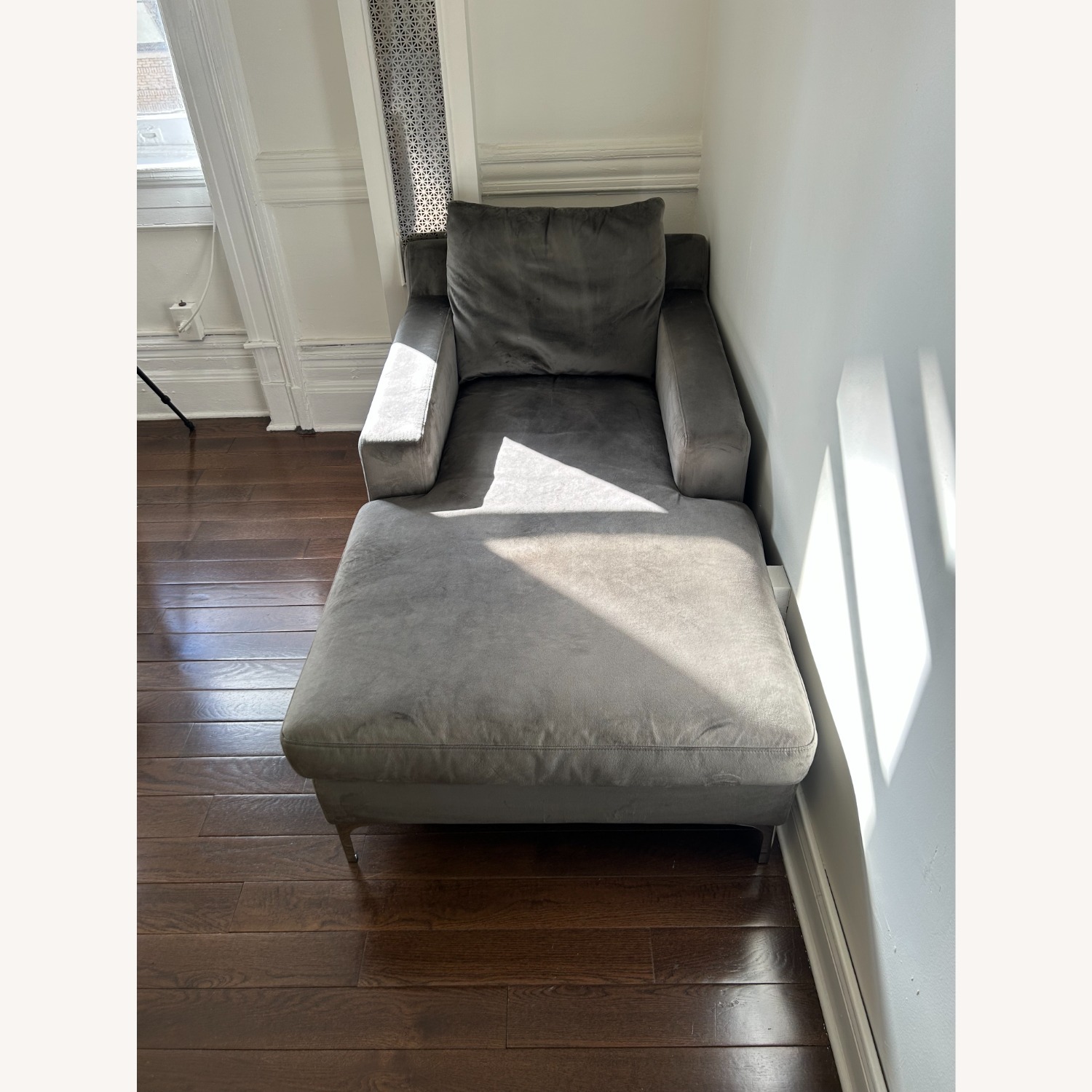 Interior Define Gray Velvet Sloan Chaise - image-5