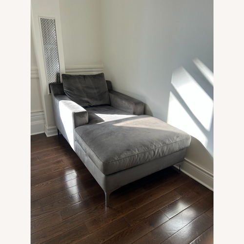Used Interior Define Gray Velvet Sloan Chaise for sale on AptDeco