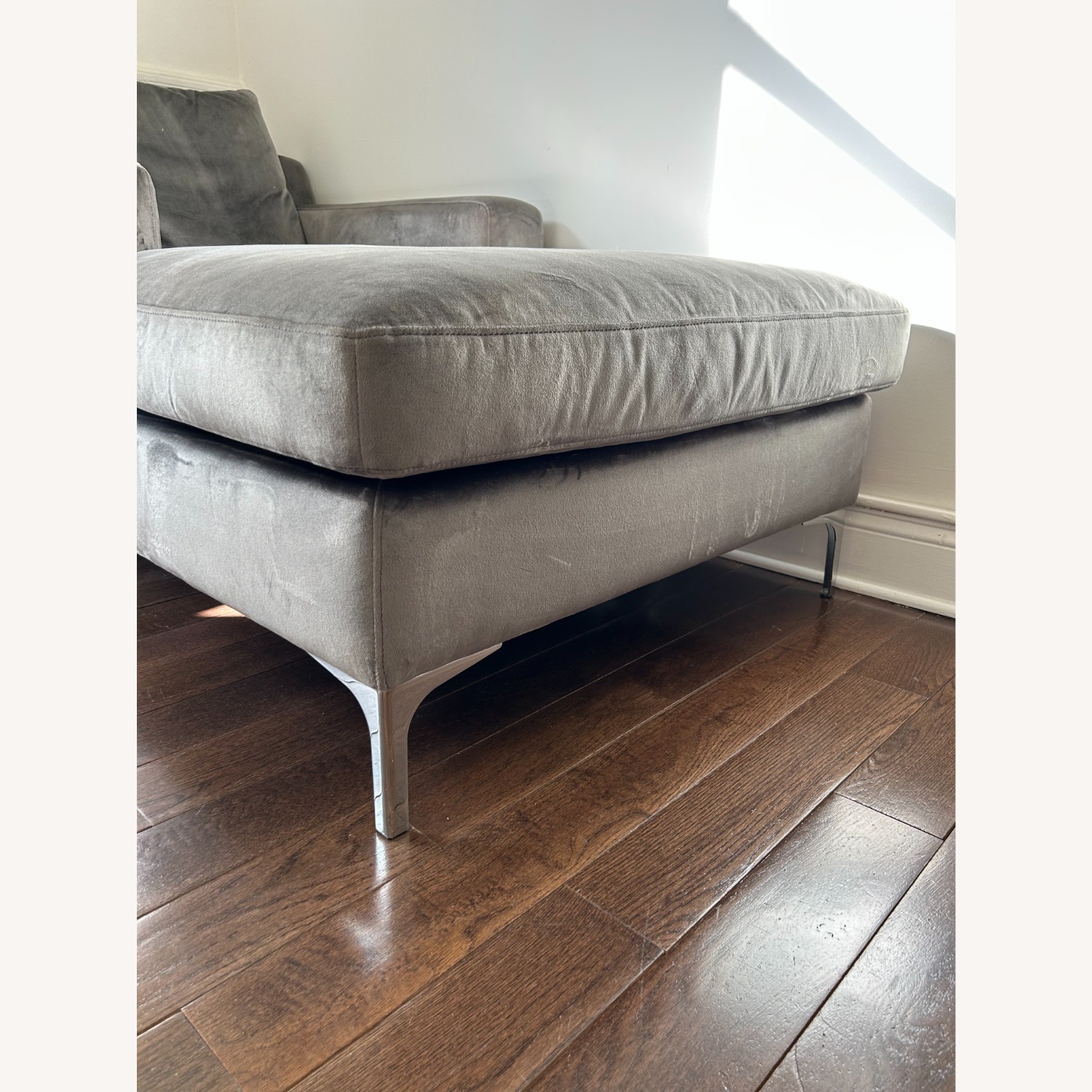 Interior Define Gray Velvet Sloan Chaise - image-2